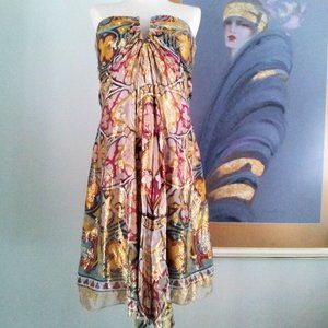 Nicole Miller Chiffon Cocktail Dress Strapless 8